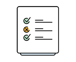 Property inventory document with two green ticks and one red cross